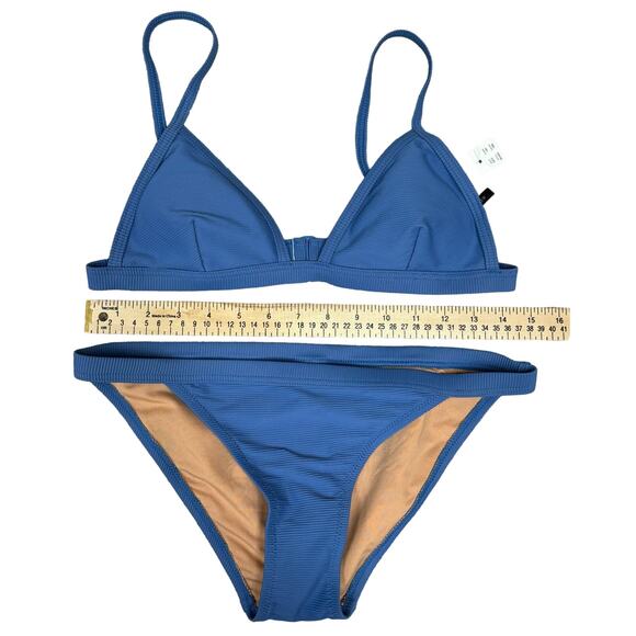 NWT J. Crew Periwinkle Blue Re-imagined Triangle Bikini Top Bottom Set Small - Picture 14 of 15